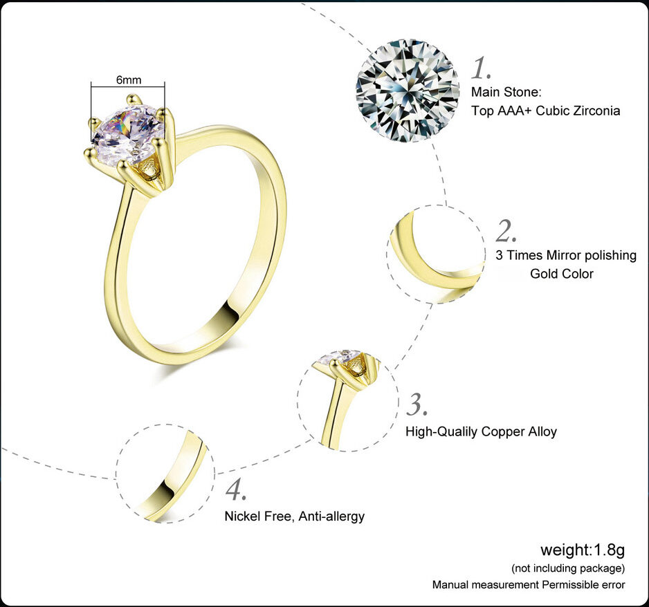 1 Carat Gold Wedding Ring - TCC FASHION