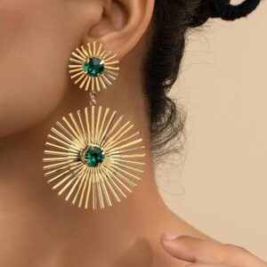 Green Stone Metal Dangle Earring - TCC FASHION