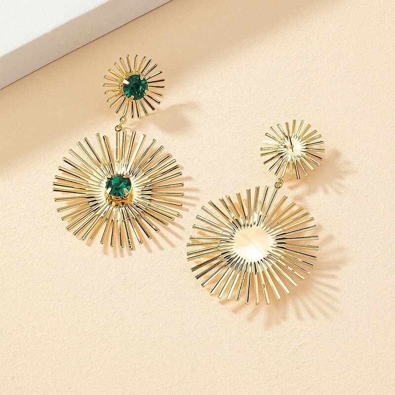 Green Stone Metal Dangle Earring - TCC FASHION