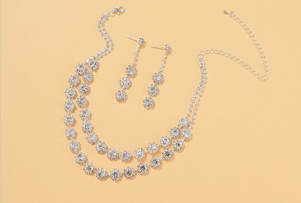 Rhinestone Choker Necklace and Earring - TCC FASHION