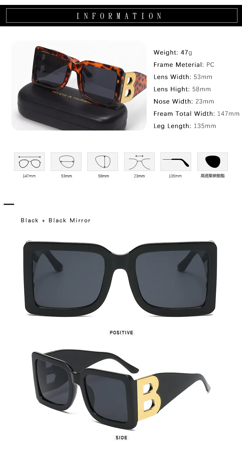 Oversized Letter B Luxury Sunglasses - Image 4